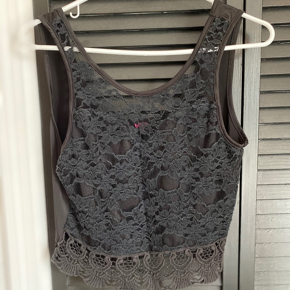 Black Lacey Cropped Tank Top